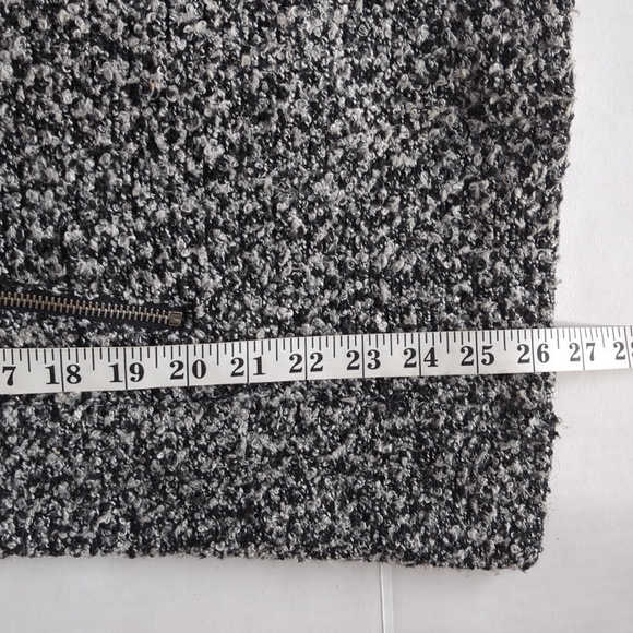 Elodie Asymmetrical Zip Tweed Look Collared Moto Jacket MEDIUM Black White - Picture 16 of 16